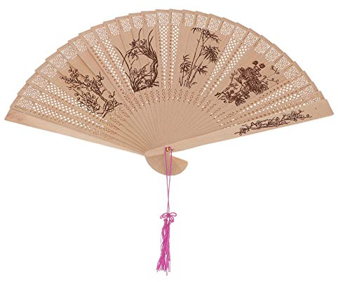 Healifty Sandelholz-Faltfächer 1 Stück Chinesischer/Japanischer Handfächer Im Retro-Stil Für Frauen Und Mädchen, Faltbarer Handfächer Für Hochzeitstanzparty (), 58x23x1cm