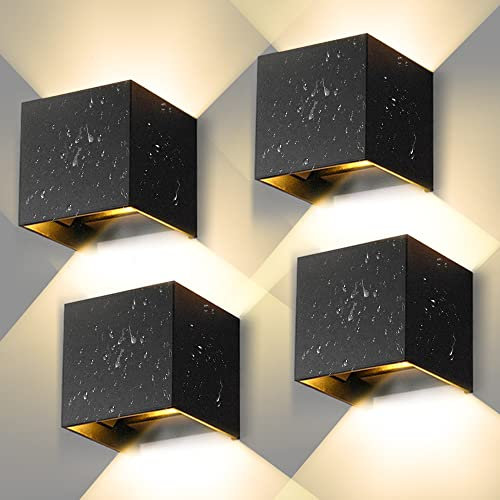 CHENBEN Aplique Pared Exterior 12W 3000K Lampara Exterior LED 4 Piezas,IP65 Para La Pared Impermeable,Aplique Pared Interior Ajustable es Adecuada Para Dormitorio, Patio,Terraza
