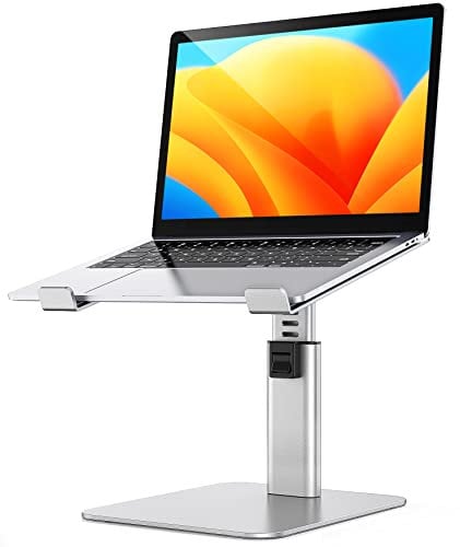 Babacom Laptop Ständer, 8 Höhenverstellbar Aluminium Kühlpads Laptop Stand, Ergonomischer Belüfteter Laptopständer Kompatibel mit MacBook, Air, Pro, Alle 10-16 Notebooks - Silber
