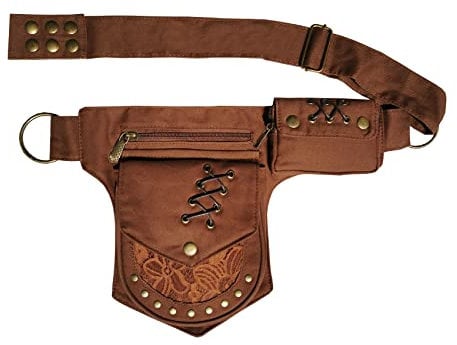 Larswon Renaissance Bag Leg Bag for Women Renaissance Belt Festival Bag Hip Bags for Women Thigh Bag, Coffee, M