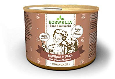 Betty´s Landhausküche Dose Nassfutter Hund, getreidefrei, Beste Qualität, hochwertiges Fleisch, schonend gegart, Bettys, für alle Hunderassen geeignet, Geflügel & Wild mit Preiselbeeren 200g