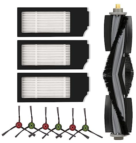 (10 pièces) T20 Omni Pièces de rechange pour ECOVACS DEEBOT X1 Omni, X1 PRO Omni, T20 Omni, T10 Omni Kit d'accessoires pour aspirateur robot 1 brosse à rouleaux, 3 filtres HEPA, 6 brosses latérales