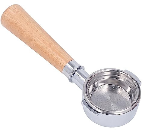 Tnfeeon Productos de café, Portafiltro Desnudo sin Fondo de 54 Mm Compatible con Máquina de 54 Mm Mango de Portafiltro sin Fondo de 2 Orejas con Pantalla de Filtro de una Sola Capa (A2 Haya)