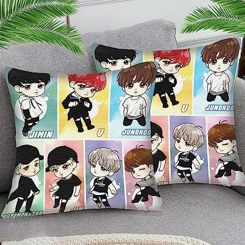 OfFsum Kissenbezüge 45x45cm Kissenbezug Deko Kissenhülle Kissenbezug BTS Boy sty74 2er Stück Baumwolle und Leinen Kissenhüllen Passend Für Wohnzimmer Garten Kissen Dekor