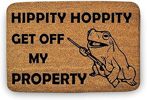 KuttyArts Hippity Hoppity Get Off My Property Welcome Mat - Funny Doormat, 30x18 Inch, Indoor/Outdoor