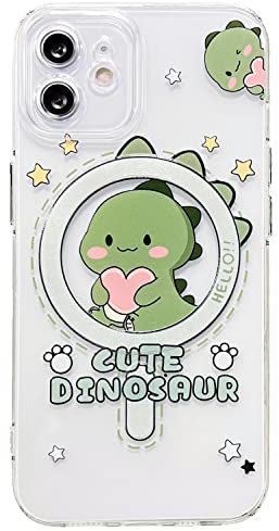 AMART für iPhone 11 Hülle [mit MagSafe], Durchsichtig HandyHülle mit Dinosaurier Muster Hülle Transparent Klar Ultra Dünn Weich TPU mit Motiv Stoßfeste Schutzhülle für iPhone 11(Dinosaur)