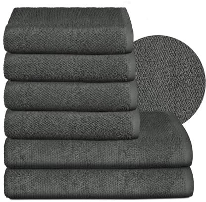 BEAUTEX Handtuch-Set Premium Frottier Sets Made in Europe, 100% Baumwolle 550g/m², Oeko-TEX Zertifiziert (Set: 4 Hand-, 2 Badetücher in Dunkelgrau)