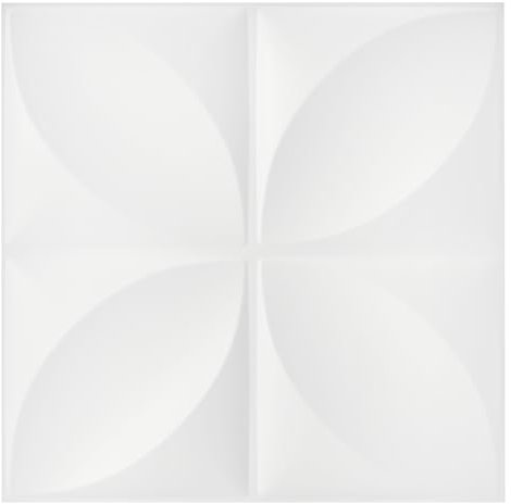 NOVECRAFTO Geometric Efect 3D Wall Panels - 8 Sheets Covering 2 sqm | 21.53 sqf Interior Cladding Set | 3D Wall Tiles in Matte White with Geometric Convex Shape - Each Panel Size 19.6 x 19.6