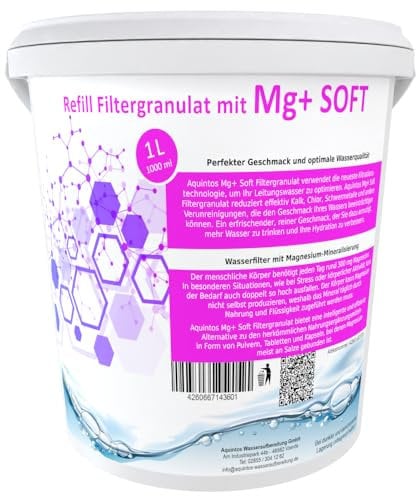 ReFill Filtergranulat mit Mg+ Ersatz für BWT Magnesium Mineralized und Aarke Enriched Mg+ Soft Filtergranulat von Aquintos (1L MG+SOFT)