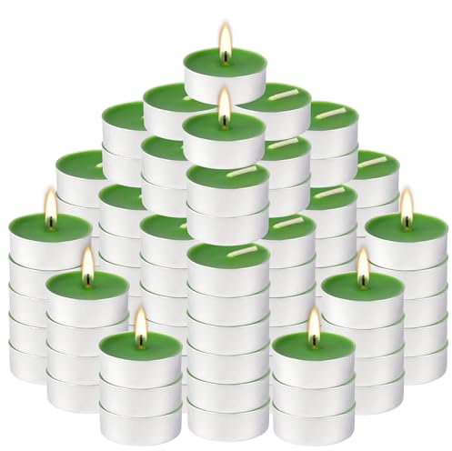 100 Pack Scented Tealight Candles 4 Hours, Spring Aromatherapy Candles for Votive Home, Wedding Holiday and Emergency (Dark Green)