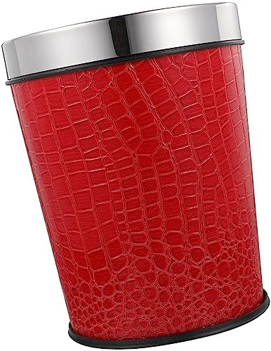 ABOOFAN Poubelle En Cuir Vintage Corbeilles À Déchets Rétro Poubelle Corbeille À Papier Pour Salle De Bain Bureau Cuisine Maison Rouge 5L