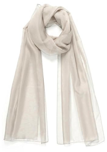 HAT YOU Damen Chiffon Halstuch, Sommertuch, Chiffon Schal, Tuch für Frühling und Sommer, Ganzjährig - Made in Italy, Farbe:Ecru 80x200