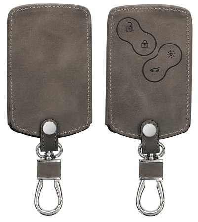 kwmobile Autoschlüssel Hülle kompatibel mit Renault 4-Tasten Autoschlüssel Karte (nur Keyless Go) - Nubuklederoptik - Kunstleder Schutzhülle Schlüsselhülle Cover - Hellgrau