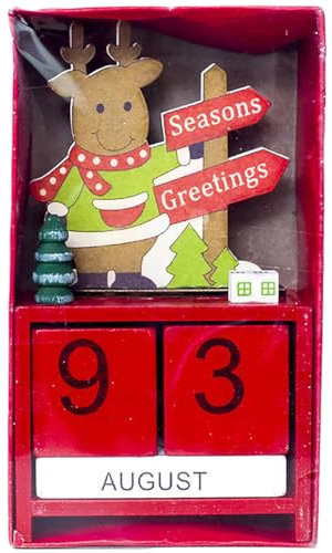 Holiday Wood Weihnachtsmann und Elch Adventskalender - Dekorativer Weihnachts-Countdown für Home Office