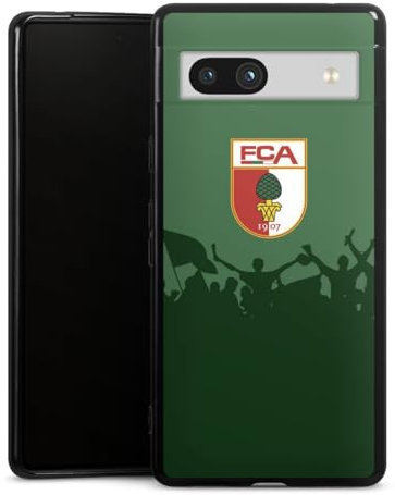 Silikon Hülle kompatibel mit Google Pixel 7a Case schwarz Handyhülle FC Augsburg FCA Bundesliga