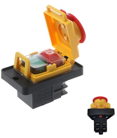 KJD12 Ersatz Schalter, 250V12A Schalter Not-Halt-Schalter, IP54 Magnet-Tastschalter, Wasser und Staubdichter Maschinenschalter Switch 4PIN