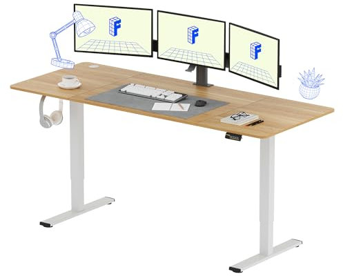 FLEXISPOT Escritorio de Pie con Tablero (Arce,200×80cm), Standing Desk, Escritorio Elevable Eléctrico Ordenador Mesa Gaming Ajustable en Altura con Memoria de Altura Automática Inteligente
