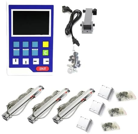 nmbhus 11 Languages Mini LCD DRO Kit Digital Readout Display And KA300 Linear Scale Glass Encoder For Lathe Milling Grinder Machines(Color:DRO-3PCS KA300)