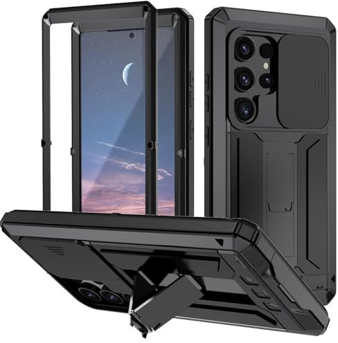 MOHDHAF- Handyhülle for Samsung Galaxy S24 S24 Plus S24 Ultra Silikon-Triple-Defense-Hülle Objektivschutzhülle(Schwarz,S24 Plus)