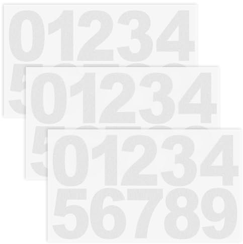 Pack of 3 Bin Numbers for Wheelie Bins, Numbers 0-9 Bin Numbers, Sticky Numbers for Wheelie Bins, White Sticky Numbers Adhesive Numbers, Waterproof Self Adhesive Numbers