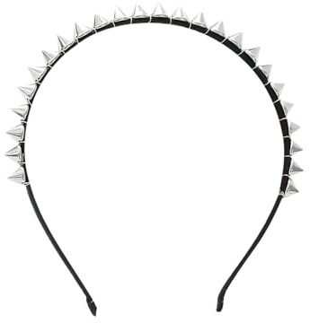AOVNA Silver Metal Stud Rivet Spike Headband Lightweight Flexible Women Headwear Aliceband Punk Girl Easy to Wear Eye-Catching