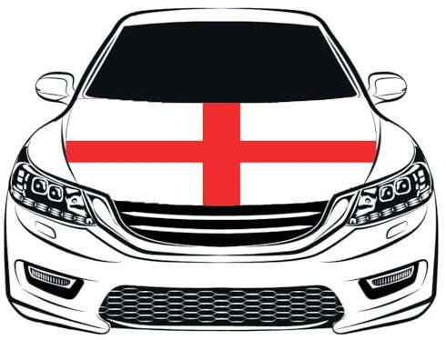 Modische Motorhaubenabdeckung Mit Englischer Nationalflagge – Rotes Kreuz, Elastischer, Gewaschener Polyesterstoff, Motorhaubenschutz, Geeignet 3,3 × 5 Fuß, Motorhaubenbanner Für Suv-Pickups