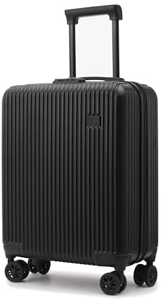 CabinFly Cruisair Ryanair Handgepäck Koffer 55 x 40 x 20 cm Trolley Reisekoffer ABS 4 Räder TSA-Schloss Wizzair Lufthansa Lot (Schwarz, 55x40x20cm)