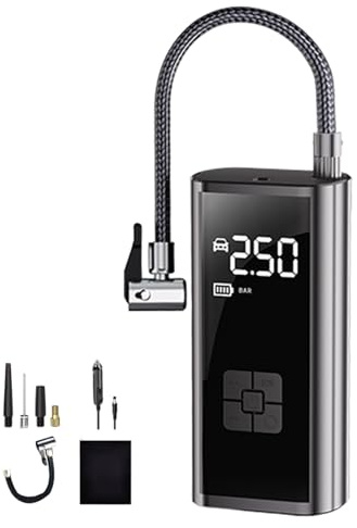 Compresor de Aire portátil para inflar neumáticos - Bomba de Aire inalámbrica rápida, Bomba de neumáticos eléctrica de Doble Potencia | 150PSI con Pantalla LCD, Bomba de neumáticos de Apagado aut