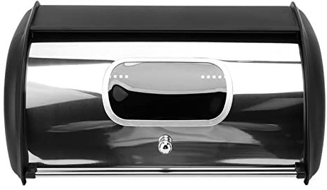 Bread Bin Iron Bread Box Mirror Finish Bread Storage Tin with Window Design, Large Capacity Bread Food Storage Container for Kitchen Countertop Storage 34.5x23x14.5cm