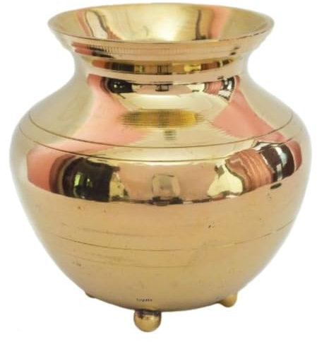 Traditional Brass Pooja Kalash | Peetal Lota | Pital Pitcher | Arti Matki | Pot with Leg (Brass, Medium 500 ml)
