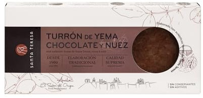 Santa Teresa - Turrón de Yema, Chocolate y Nuez - Turrón Cremoso - Elaborado con la Auténtica Yema de Santa Teresa - Turrón Artesanal - Turrón de Yema - Postre para la Época Navideña