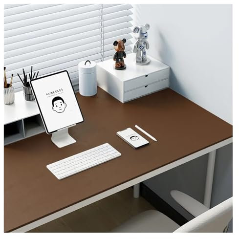 Schreibtischunterlage aus Leder, Braun, 50 x 80 cm, Bürotischdecke, Silikonimitat, Abdeckung für Computer, Studenten, Schreibtisch, Kinderschreibtisch, wasserdichte und rutschfeste Oberfläche