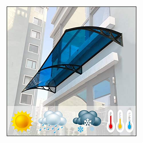 Tettoia per porta pioggia per esterni, design insonorizzato, in policarbonato, anti UV, protezione per finestre e balconi, autopulente e sicura, 80 x 60 cm
