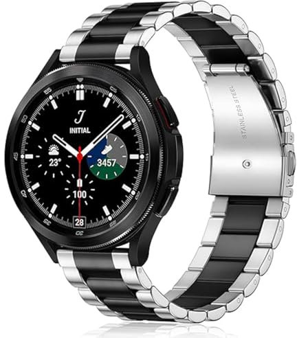 FOUUA Edelstahlarmband für Uhr 18mm 20mm 22mm 24mm Armband Metall Uhrenarmbänder mit Schnellverschluss geeignet für Herren Damen Compatible with Samsung Galaxy Watch/Frontier/Classic Smartwatch