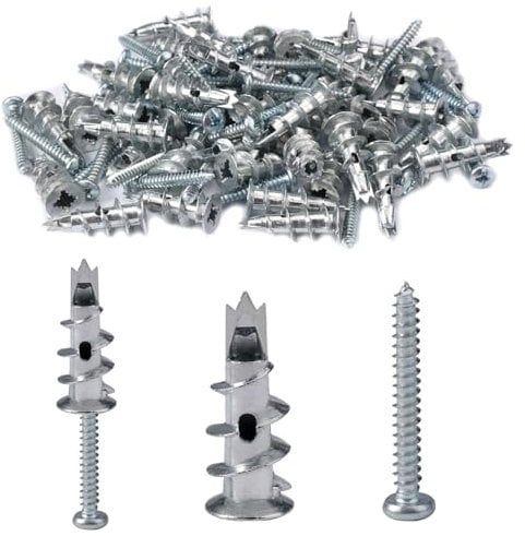 40 Pièces Chevilles pour placoplatre, Chevilles avec Vis, Cheville Placo Charge Lourde, Cheville Carreau de Platre, pour La Fixation Dans Le Béton, Les Briques, Les Plaques De Plâtre DIY, Etc