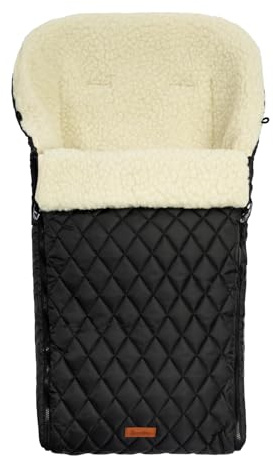 SENSILLO - Fußsack Kinderwagen Winter - Fußsack Babywanne, Buggy und Schlitten - Warm, mit echter Wolle, Reißverschluss, Gurtöffnungen, Außenstoff Wasserabweisend, Steppung
