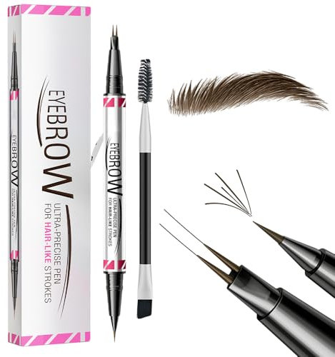 Augenbrauenstift Wasserfest, 2-in-1 Microblading Magischer Augenbrauenstift Dunkelbraun Eyebrow Pencil mit 2 Gabelspitze Applikator, Erzeugt Mühelos Natürlich Aussehende Brauen (3# Dunkelbraun)