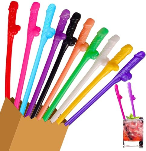 10/20PCS Party Straws,H-en Party Drinking Straws,Reusable Straw for Parties, Girls Cocktail Night Novelty Parties Accessories (Rainbow,20)