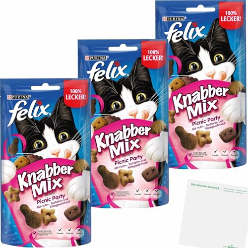 usy Bundle für PURINA Felix Knabber Mix Picnic Party 3er Pack (3x60g Packung) Block