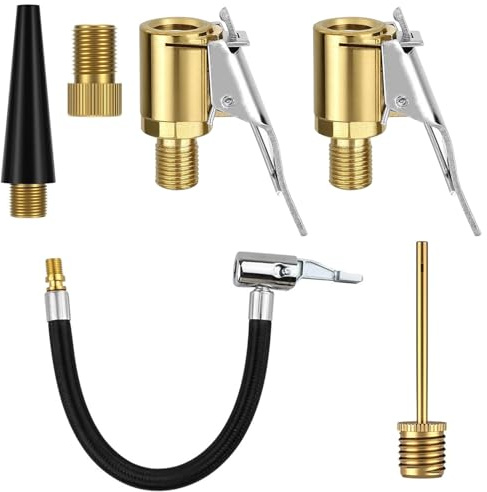 ErShiPing 6 Pcs Adaptateurs de Valve, Embout de Gonflage avec Raccord Rapide Air Comprimé, 8mm Adaptateur Gonflage Pneu Velo, Clips Mandrin Pneumatique en Laiton pour Bosch EasyPump et Vélos