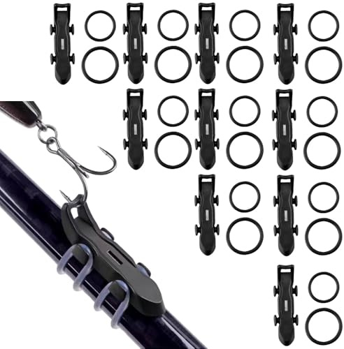 Magnetische Angelhaken Keeper, Hakenhalter für Angelrute mit 2 Größen Gummiringen, Magnetischer Angelrutenhaken Lure Magnetic Hooker Magnetischer Köderhalter für Angelgerät(10 Stück)