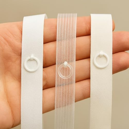 Byour3 BY3 Romerska persiennband med ringar - veckband för gardin transparent tejp för sömnad inomhusgardiner med ringar linnegardiner med band (transparent, 5 m)