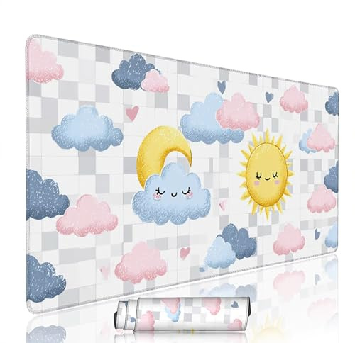 Color Mouse Pad Large Gaming Keyboard Pads 47.2x23.6x0.12 inch Computer Full Desk Mat Waterproof with Rubber Base Non-Slip xxl Cartoon Laptop Mat Gaming Accessories with Stitched Edges Office w-9695