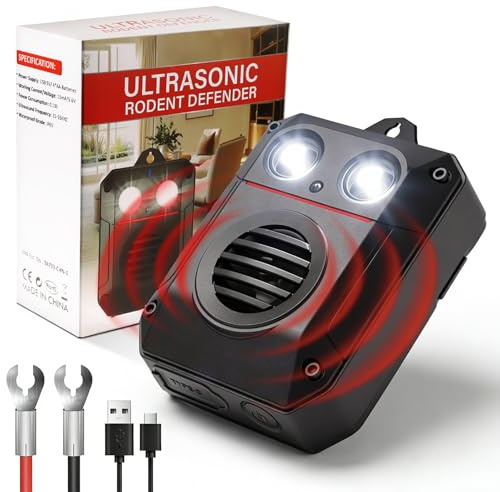 Ultraschall Mäuseabwehr Testsieger Mäuse Vertreiben, Mäuseschreck Garten mit Blitzlicht, IP65 Wasserdicht, Marderschreck Batteriebetrieben, Marderabwehr mit USB-C kabel für Haus Dachboden Garten