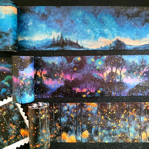 Washi Tape Arpaper Scrapbook Stickers Zubehör,3 Rolls Fantasy Wald Thema Sticker Für Journaling,Fotoalbum,Computer Und Scrapbooking(Forest 2)