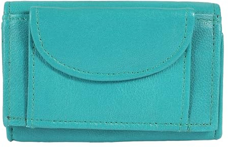 Excellanc Geldbörse für Unisex aus Leder in Türkis, Geldbeutel mit Druckknopf in 9,5 x 6 x 2,5 cm
