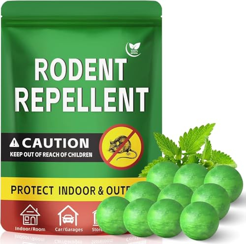 Mouse Repellent, 10PCS Peppermint Oil Rat Repellent Indoor & Outdoor, Rodent Repellent Ball for Pest Insect Control- Long Lasting Family Protection (Dark Green)
