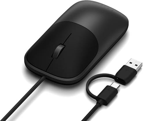 SATECHI Slim LX kabelgebundene USB-C Maus, Space Schwarz | Leise Klicks, Aluminiumgehäuse, USB-C/USB-A, für macOS, Windows, iPadOS und Android