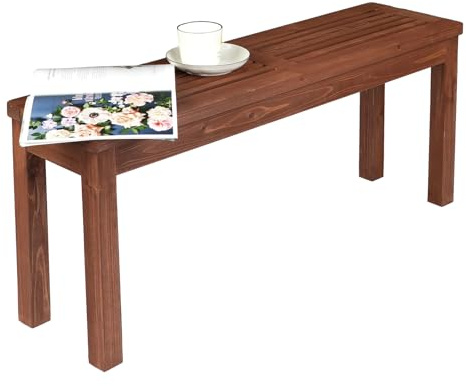 VINGLI Gartenbank Holz 2-3 Sitzer,Balkonbank Wetterfest,Gartenbank ohne lehne,Sitzbank Outdoor,für Terrasse, Hof und Eingangsbereich,100 * 30 * 47,5cm，Braun