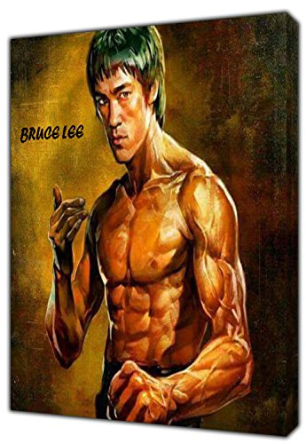 artsprints Bruce Lee in Gold Fotodruck auf gerahmter Leinwand, Wandkunst, 50,8 x 30,5 cm, Tiefe 38 mm